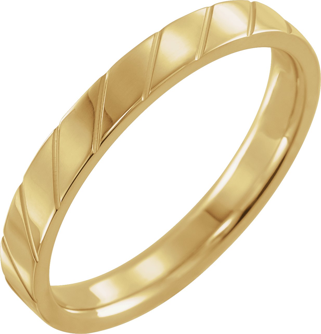 Diagonal Grooved Comfort-Fit Flat Band