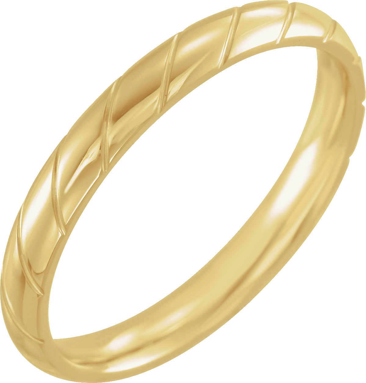 Diagonal Grooved Comfort-Fit Half Round Band