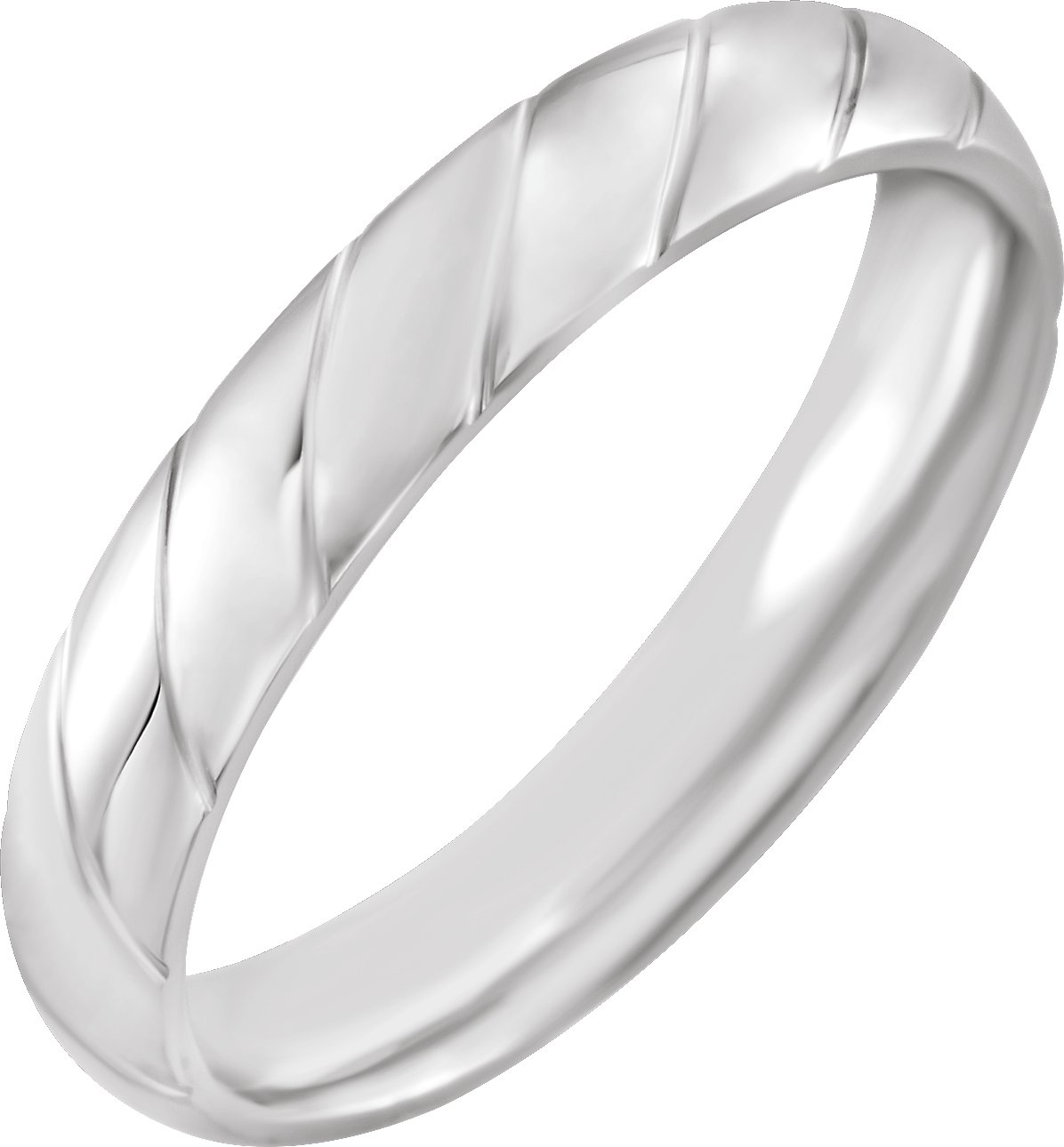 Diagonal Grooved Comfort-Fit Half Round Band