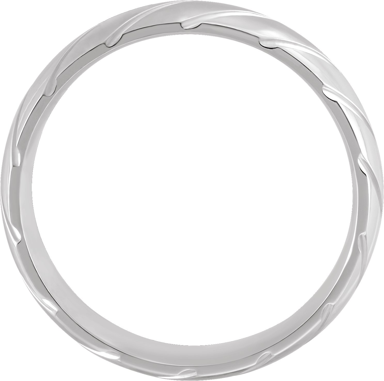 Alternative view of Diagonal Grooved Comfort-Fit Flat Band – 10K White Gold