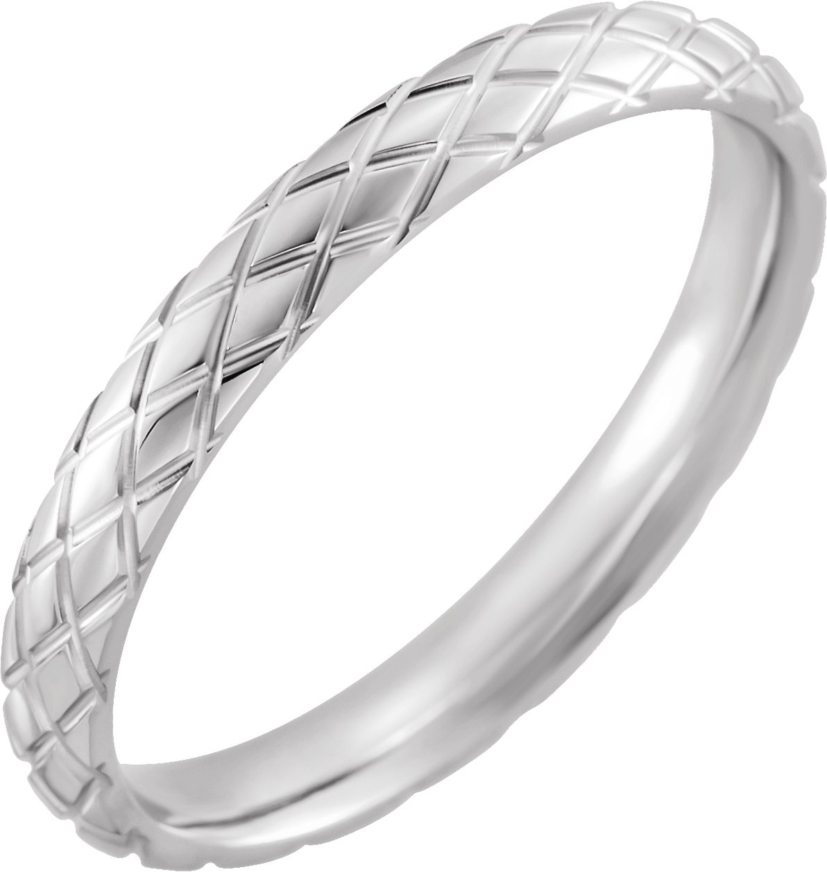 Grooved Rhombus Pattern Comfort-Fit Half Round Band
