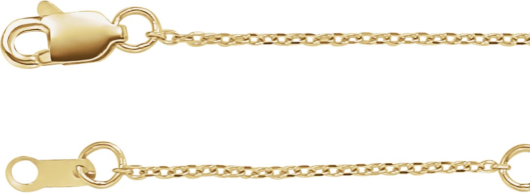 14K Yellow 1 mm Adjustable Diamond Cut Cable Chain 6.5 to 7.5 inch Bracelet Ref 16992512