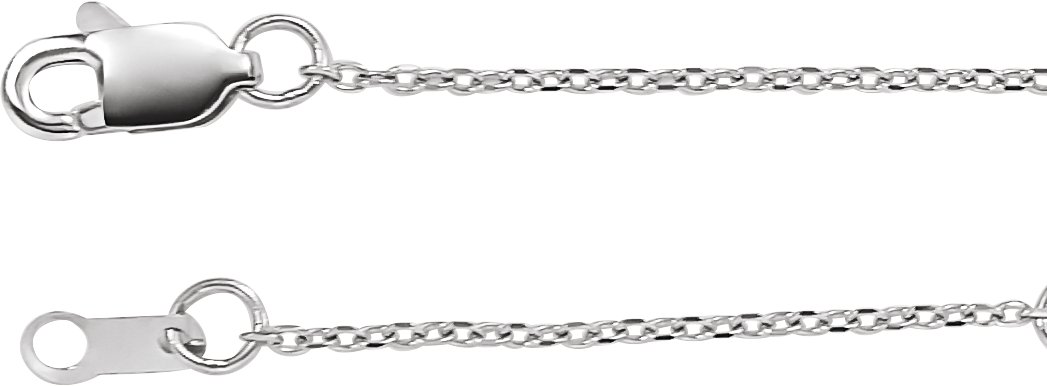 14K White 1 mm Adjustable Diamond-Cut Cable 16-18" Chain