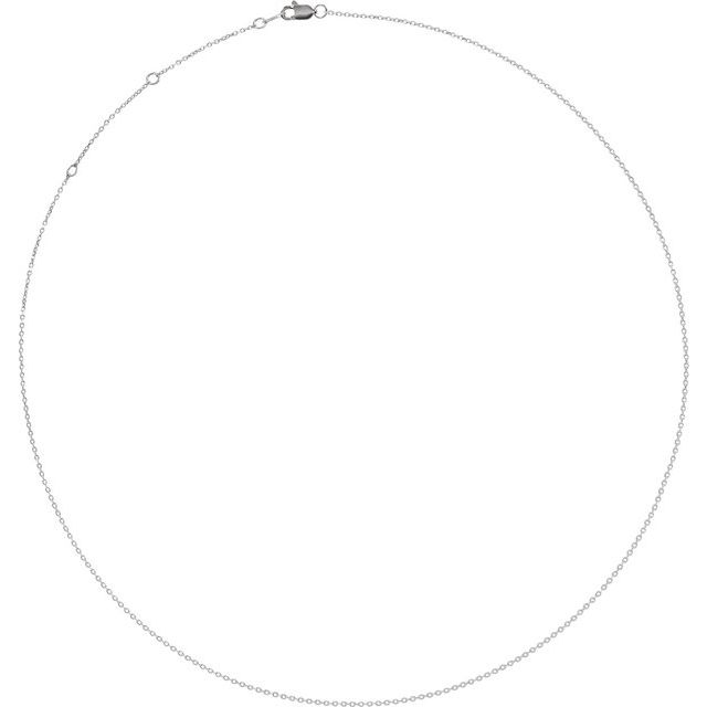14K White 1 mm Adjustable Diamond-Cut Cable 6 1/2-7 1/2 Chain
