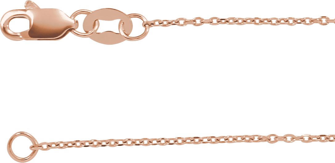 14K Rose 1 mm Diamond-Cut Cable 20" Chain