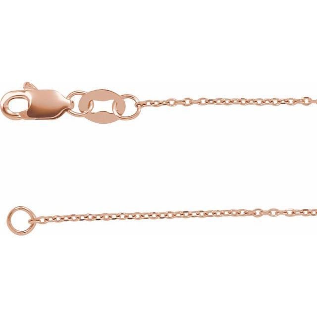 14K Rose 1 mm Diamond-Cut Cable 20" Chain