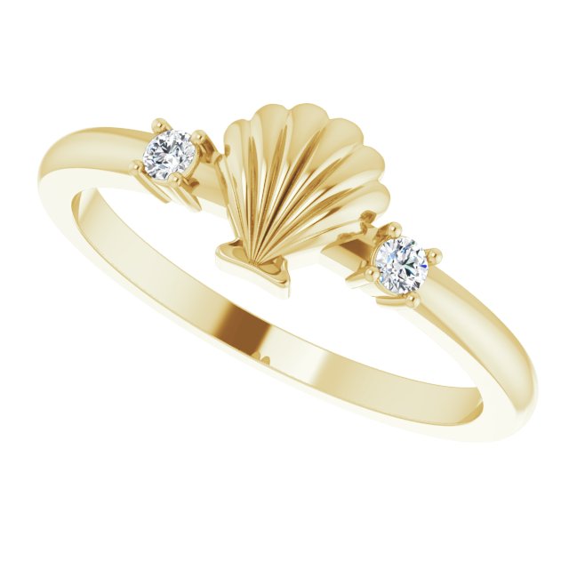 14K Yellow .06 CTW Diamond Seashell Ring
