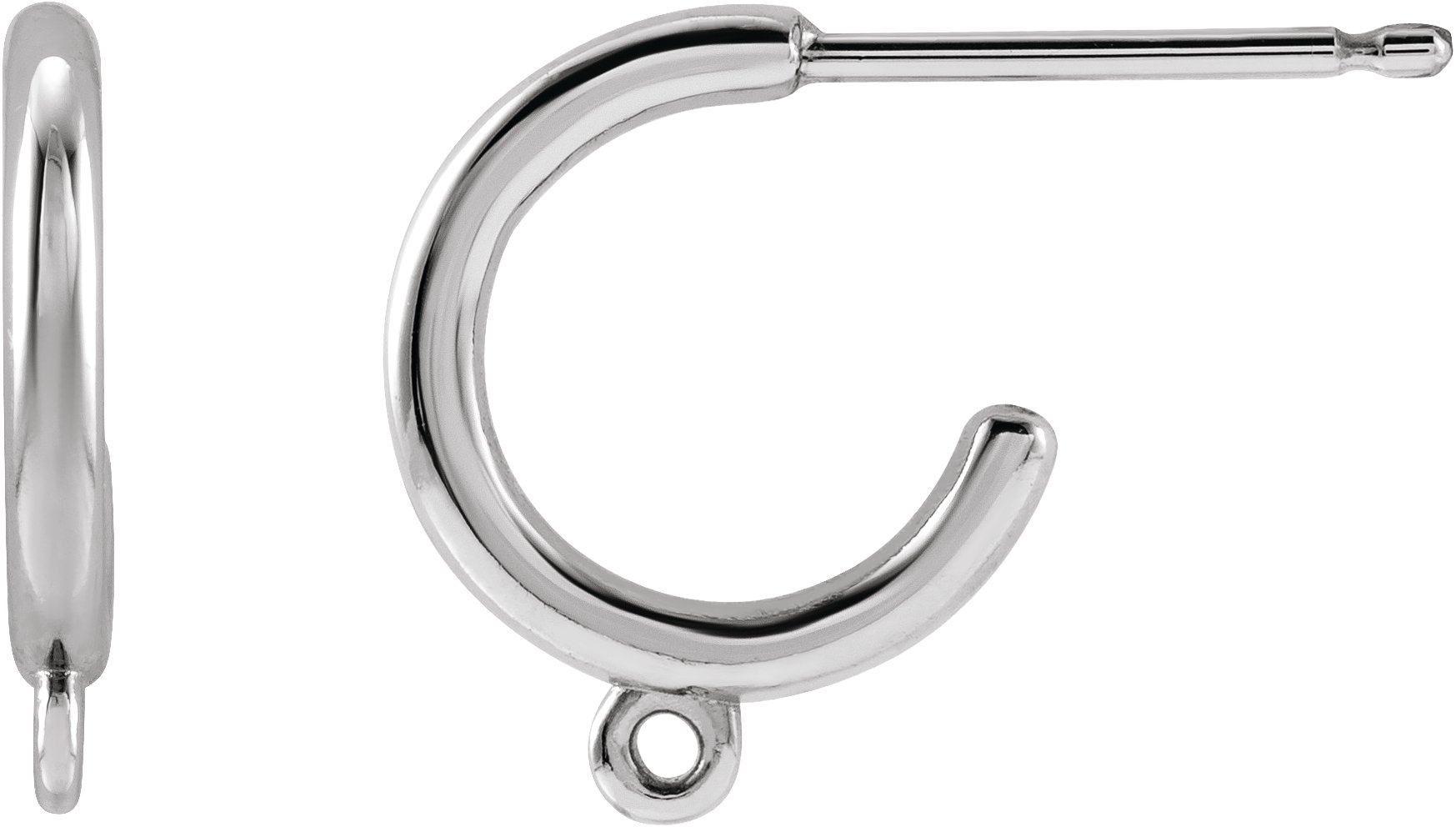 18K White 10 mm Hoop Earring Top