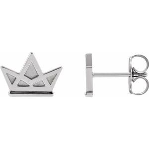 Sterling Silver Tiny Crown Earrings