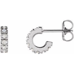 14K White 1/4 CTW Lab-Grown Diamond French-Set Huggie Hoop Earrings