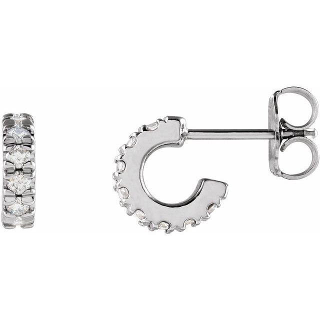 14K White 1/4 CTW Lab-Grown Diamond French-Set 8 mm Huggie Earrings
