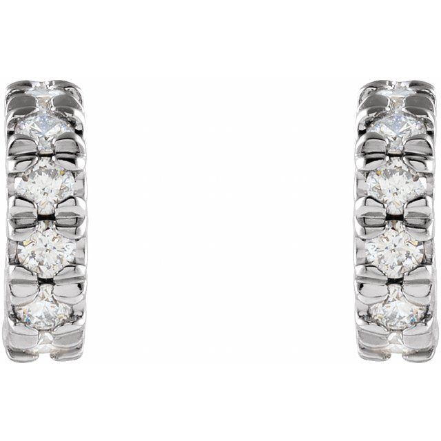 14K White 1/4 CTW Diamond French-Set 8 mm Huggie Earrings