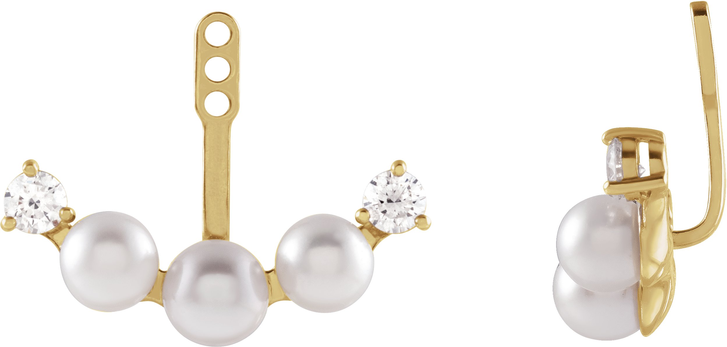 14K Yellow Cultured Akoya Pearl & 1/4 CTW Natural Diamond Earring Jackets