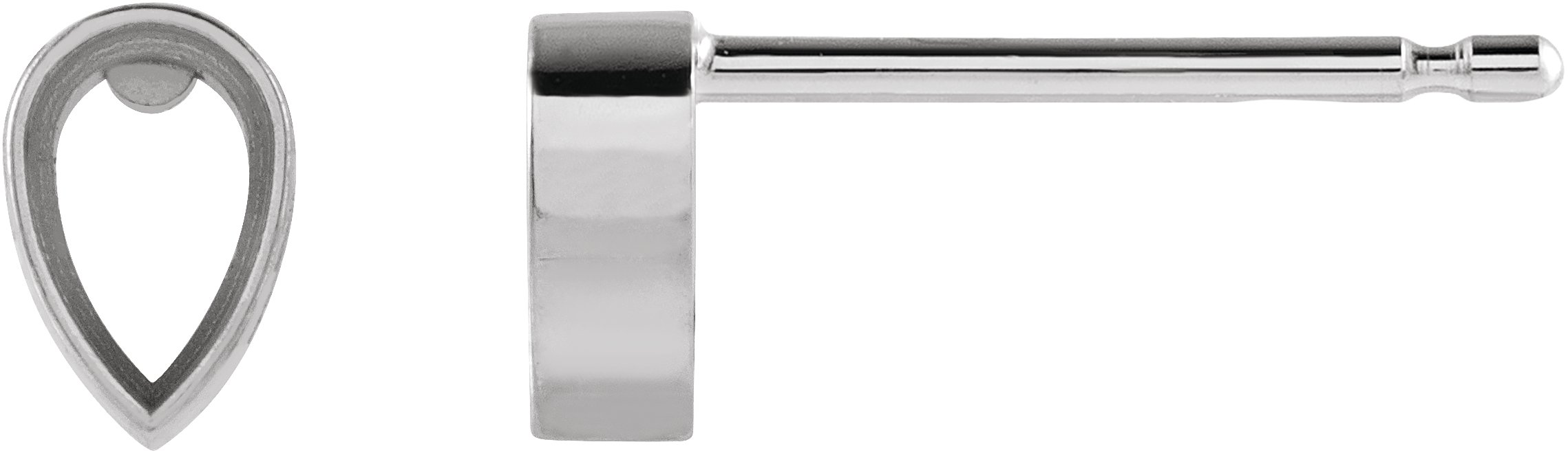 14K White 3x2 mm Pear Micro Bezel-Set Single Earring Mounting