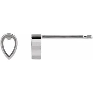 14K White 3x2 mm Pear Micro Bezel-Set Single Earring Mounting