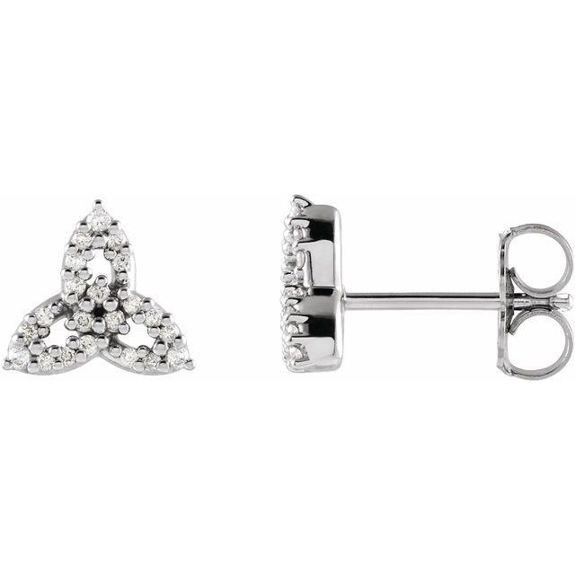 14K White 1/10 CTW Diamond Celtic Trinity Earrings