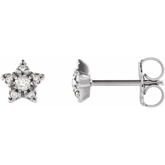 14K White 1/10 CTW Diamond Star Earrings