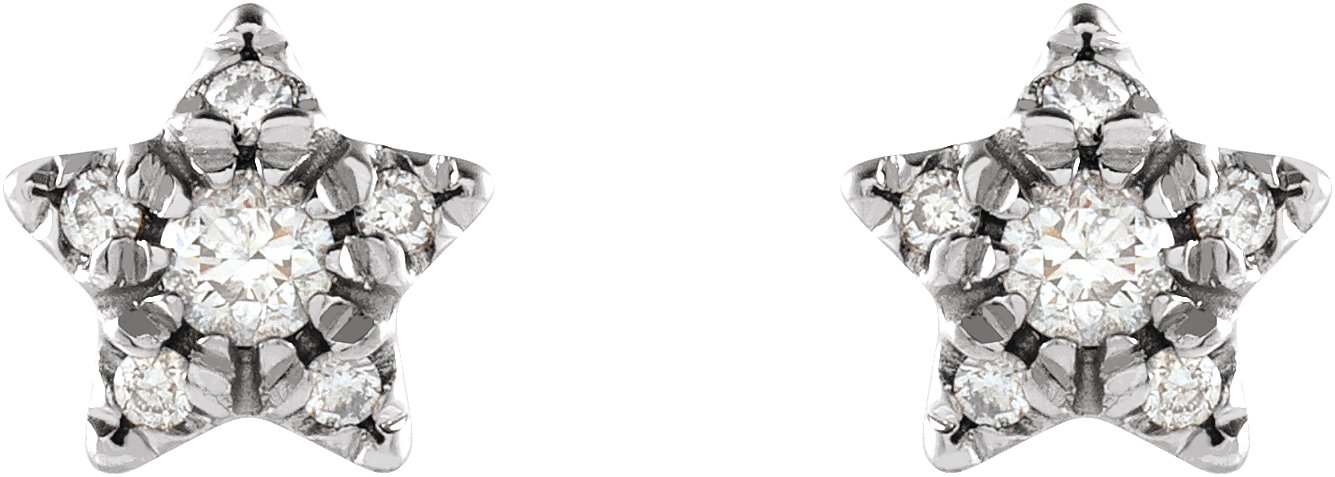 14K White 1/10 CTW Natural Diamond Star Earrings