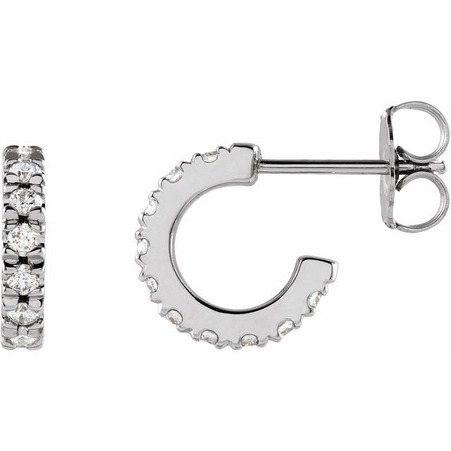 14K White 10 mm 1/3 CTW Lab-Grown Diamond French-Set Huggie Earrings