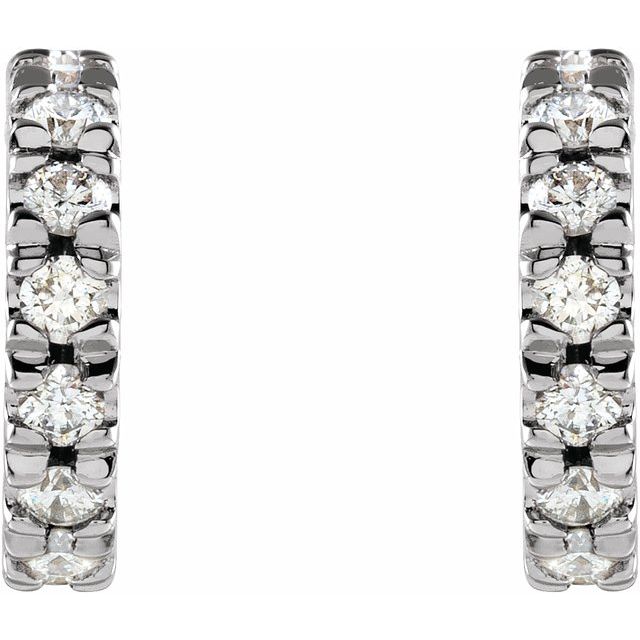 14K White 10 mm 1/3 CTW Natural Diamond French-Set Huggie Earrings