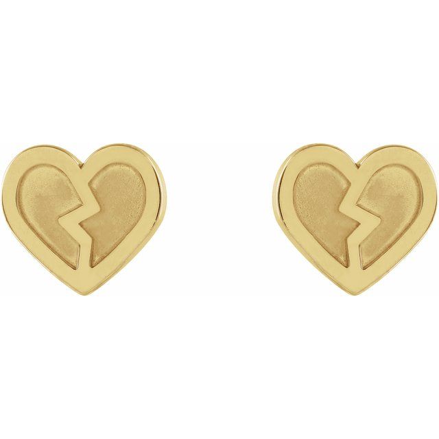 14K Yellow Tiny Heart Earrings