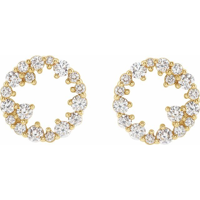 14K Yellow 1/2 CTW Natural Diamond Circle Earrings