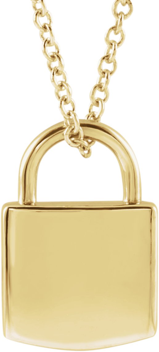 14K Yellow Engravable Lock 16-18" Necklace
