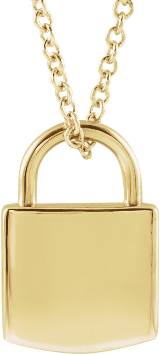 14K Yellow Engravable Lock 16-18