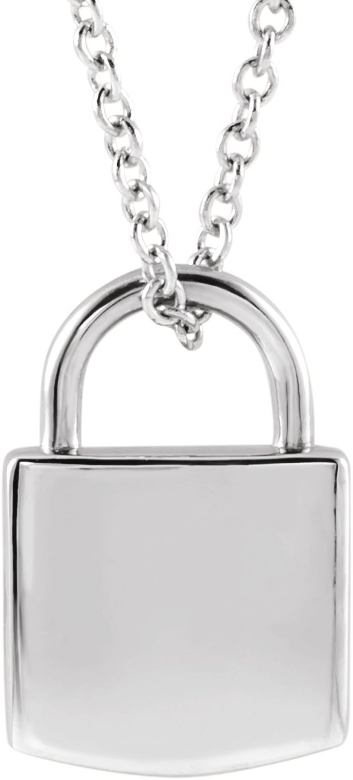 14K White Emgravable Lock 16-18