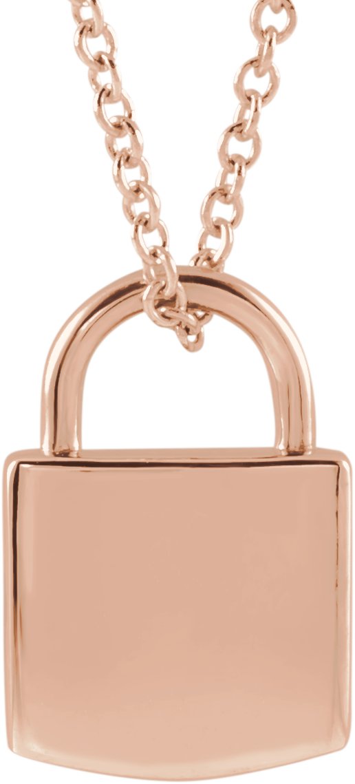 14K Rose Emgravable Lock 16-18