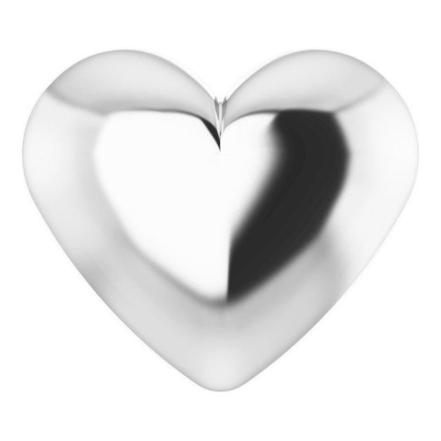 14K White Puffy Heart Pendant