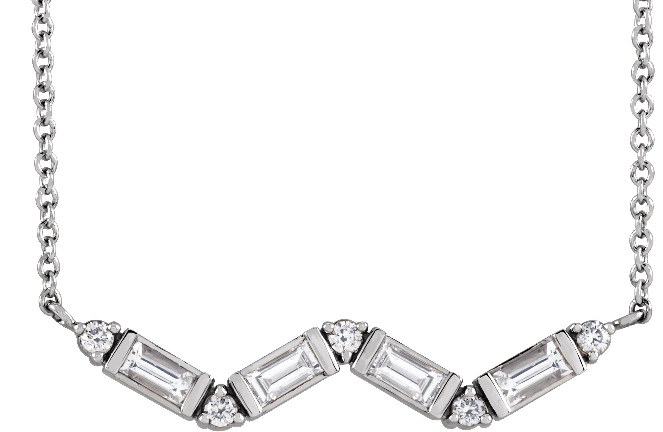 14K White 1/3 CTW Natural Diamond Bar 18" Necklace