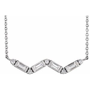 14K White 1/3 CTW Natural Diamond Bar 18" Necklace