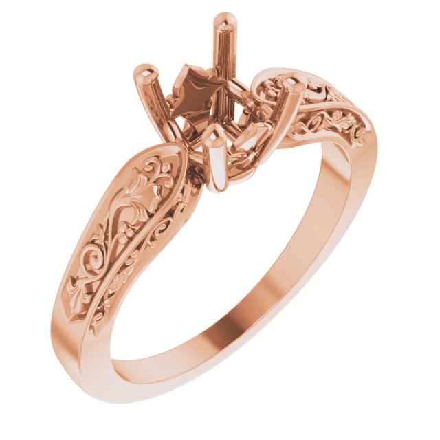 Solitaire Floral Engagement Ring or Band