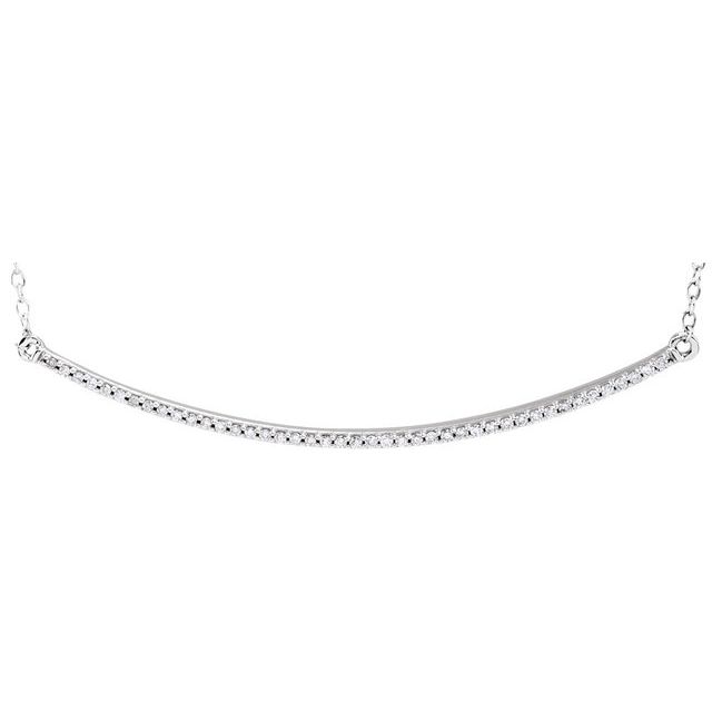 14K White 1/6 CTW Natural Diamond Bar 16-18 Necklace