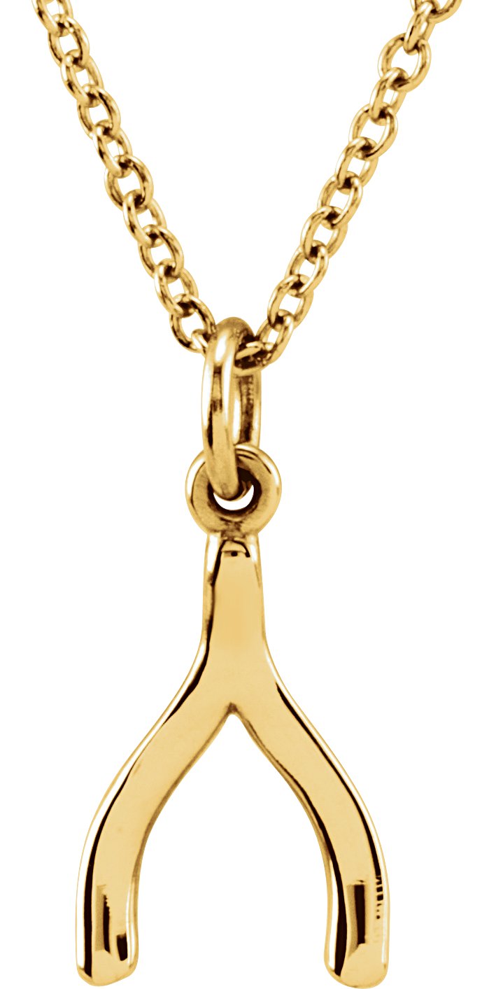 14K Yellow Tiny Posh® Wishbone 16-18" Necklace