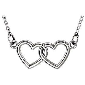 14K White Tiny Posh® Double Heart 16-18" Necklace 