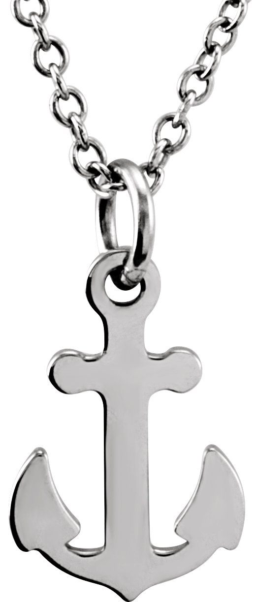 14K White Tiny Posh® Petite Anchor 16-18" Necklace     