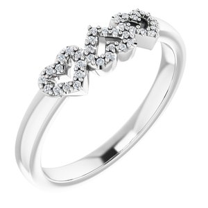 14K White .08 CTW Natural Diamond Heart Ring