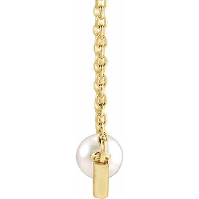 14K Yellow Cultured White Akoya Pearl V 18 Necklace