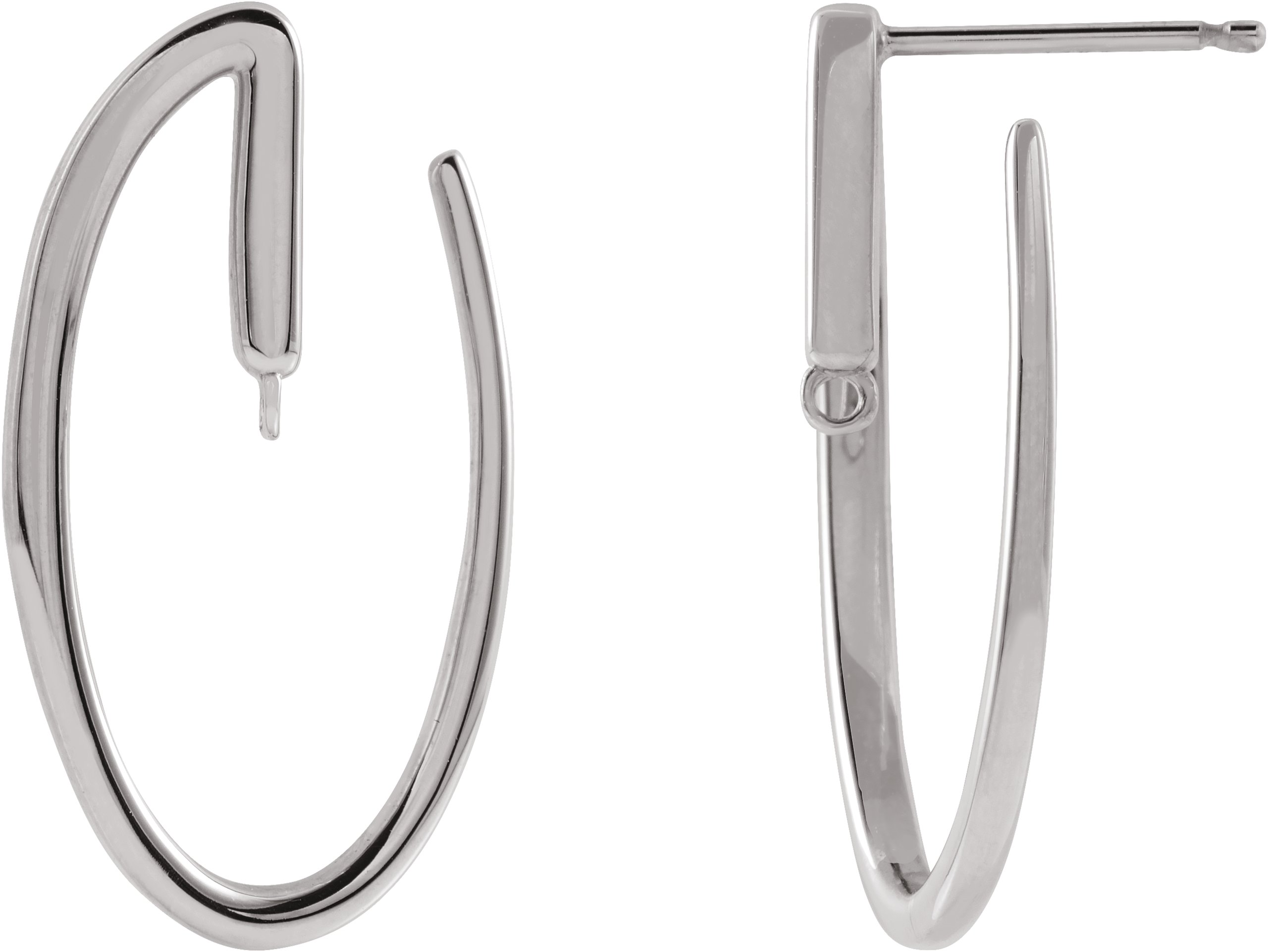 18K White 22.8x12.6 mm Left Front-Facing Hoop Earring Top