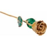 Lacquered Yellow Topaz Colored Rose with Gold Trim