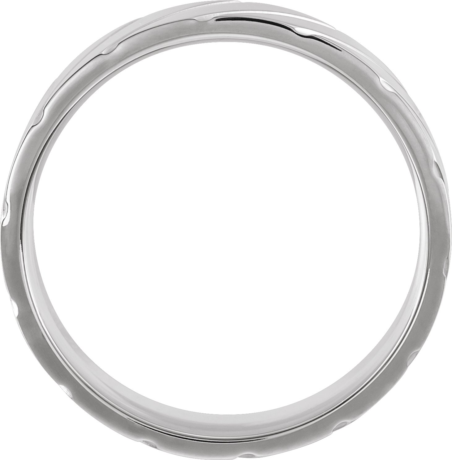 Alternative view of Diagonal Grooved Comfort-Fit Flat Band – 10K White Gold