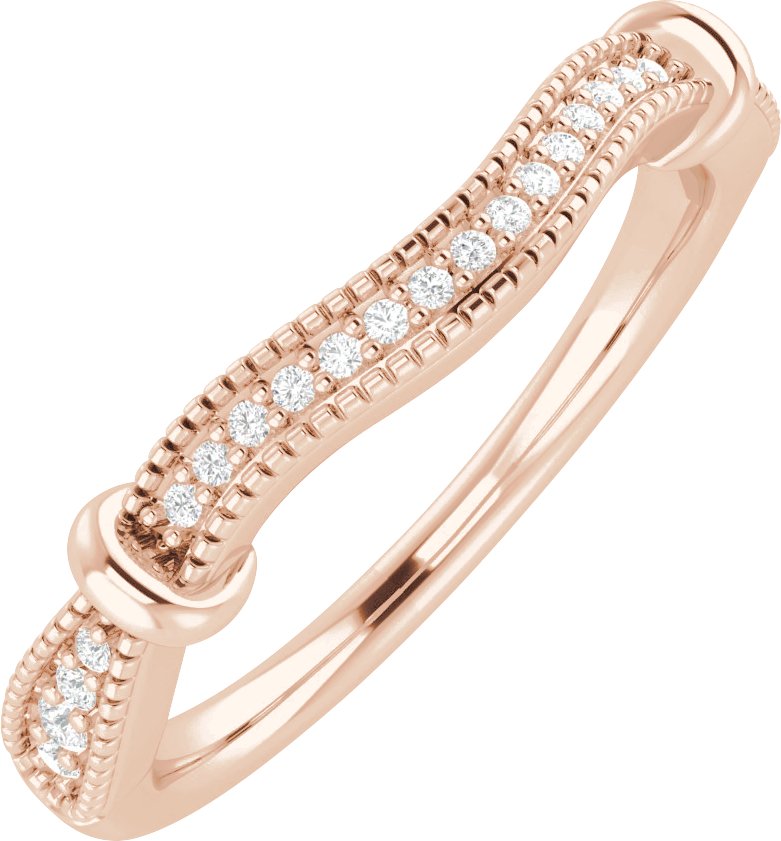 14K Rose 1/8 CTW Natural Diamond Matching Band