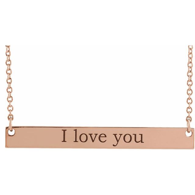 18K Rose Gold-Plated Sterling Silver 34x4 mm Engravable Bar 18 Necklace