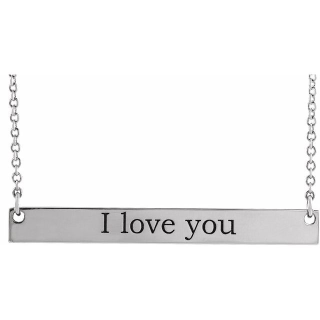 Sterling Silver 30x3.5 mm Engravable Bar 16 Necklace