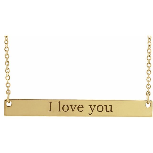 14K Yellow 34x4 mm Engravable Bar 18 Necklace