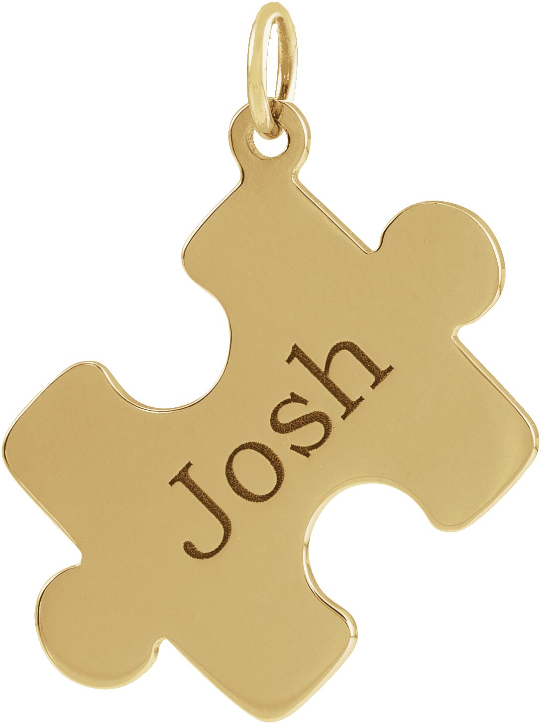 14K Yellow Engravable Puzzle Piece Pendant