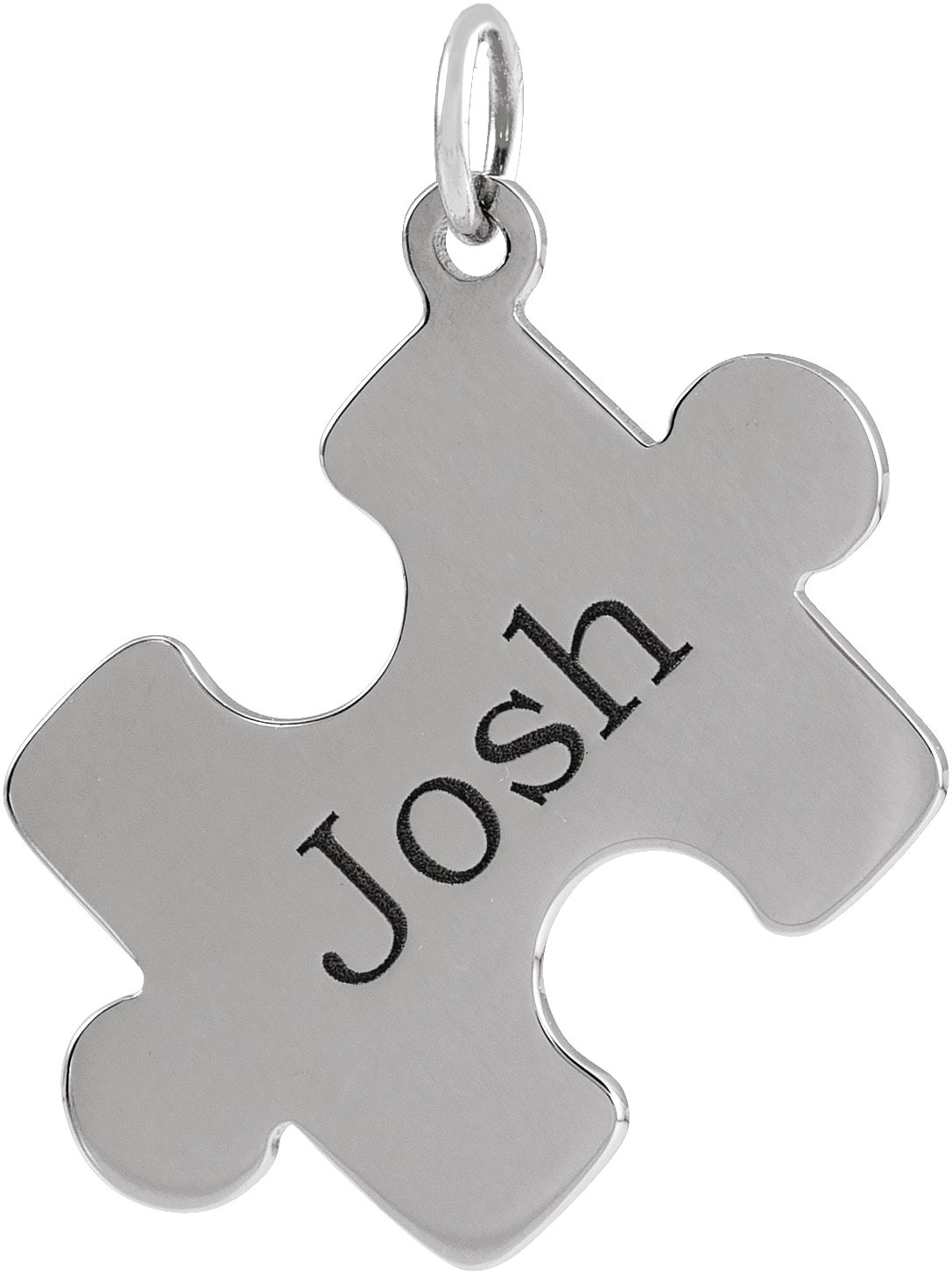 14K White Engravable Puzzle Piece Pendant