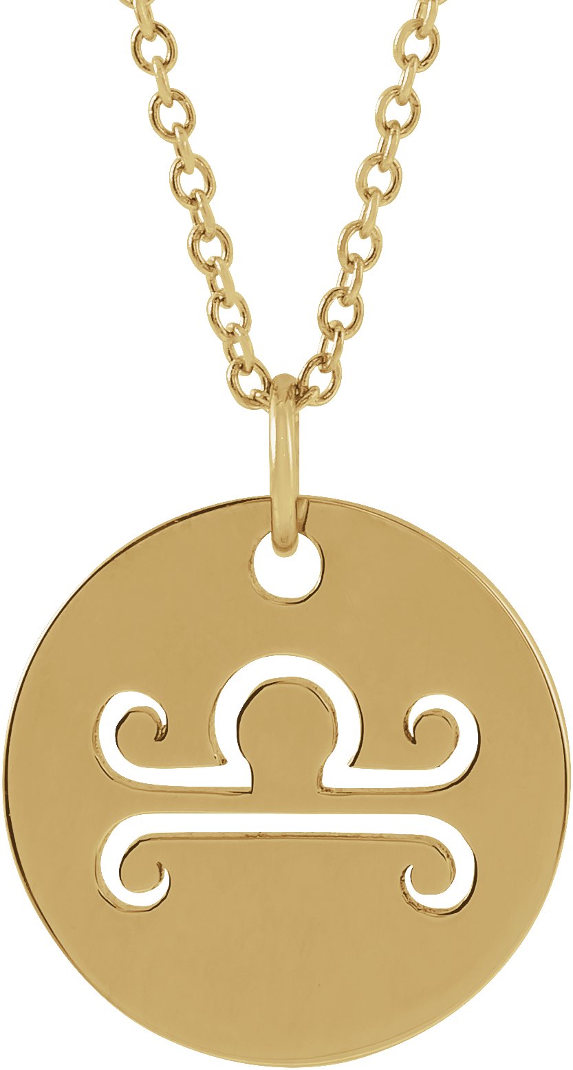 14K Yellow Libra Zodiac Disc 16 to 18 inch Necklace Ref 17481524